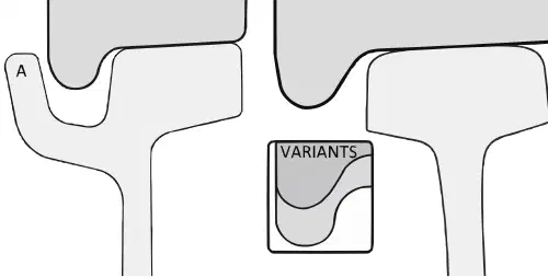 Cross-section diagram of tram and railway wheel and rail profiles showing the tread and flange