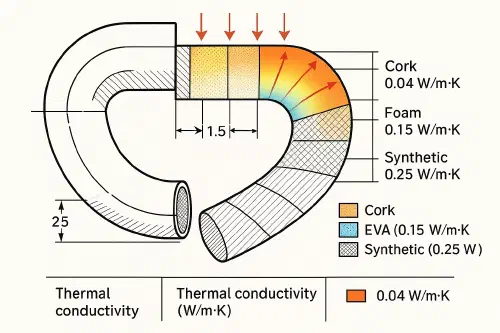 Thermal conductivity of handlebar tapes